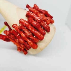 Red Bamboo Sponge Coral Branch Chunky Stretch Bracelet Statement Estate